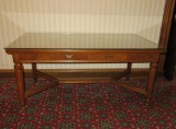 Two Drawer Library Table with glass protective top