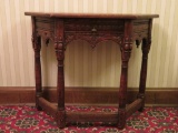 Carved Oak Demi Lun 1/2 Table