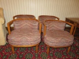 Four MCM Upholstered barrel side chairs