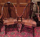 Two Windsor Style Arm Chairs with Jute Seats