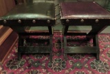 Red and Black leatherette top wood stools