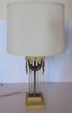 Lucite column and drape table lamp