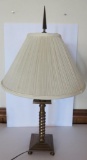 Ornate brass twisted base table lamp with spear finial