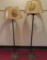 Two antique floor lamps and vintage shades