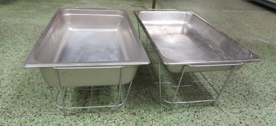 Two Full Pan Stainless Steel Chafing dishes in frames
