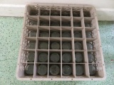 36 Compartment dishwashing storage rack with 36 glasses