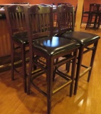 Four Slat back padded seat bar stools