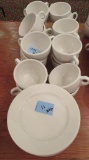 Assorted Syracuse white china, 22 cups and 11 plates, 6 1/4