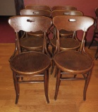 Six Oak Pub Chairs, round seat