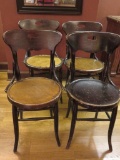 Four Oak Pub Chairs, round seat