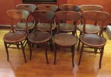 Eight Oak Pub Chairs, round seat