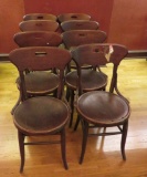 Eight Oak Pub Chairs, round seat