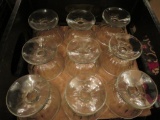 48 glass pedestal ice cream dishes with two storage crates