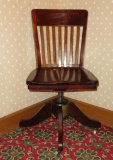 Vintage Rolling desk chair, maple, slat back