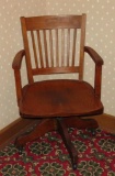 Vintage Rolling desk chair with needlepoint cushion