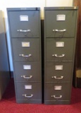 Two metal Kuschbert File Cabinets, four drawer, letter size