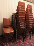 28 metal frame stacking chairs, padded seat and back - With Minor Damage