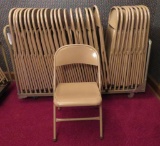 30 folding metal chairs in rolling rack