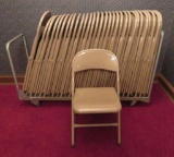 30 folding metal chairs in rolling rack