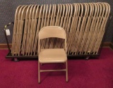 33 folding metal chairs in rolling rack