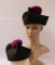 Two Black Three Wing Biretta hats with fushia top