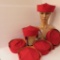 Six red Ihling Bros Catelli hats