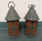 Two metal frame lanterns, stage props