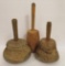 Three antique wooden mallets