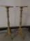 Two matching gold painted tripod candle stands, 37