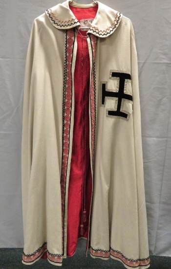 Ornate Knight Templar Wool Cloak with brocade trim