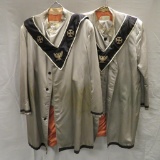 Two Silver Satin Ragalia Suits with metallic hood