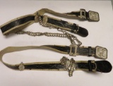 Two Scottish Rite Sword belts with chains and knight slides