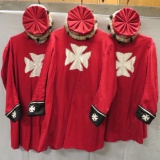 Three Templar cross Jackets and matching hats