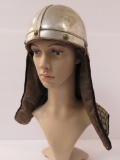 Metal helmet with cloth neck guard
