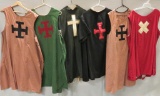 Six Templar and Cross Tunics, multi colored