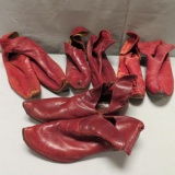 Four Red Leather Ivanhoe Style Shoes, Henderson Ames Co
