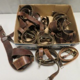 Assorted Leather belts and parts, some for sword belts