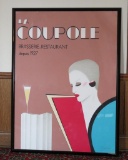 Very Large La Coupole Brasserie Restaurant poster framed, artist signed