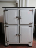 Large General Electric Black and White Enamel Refrigerator