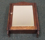 Oak spoon carved mirrored front medicine cabinet