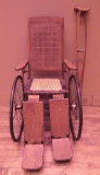 Antique Gendron Wheel Company early 1900's wheelchair and wood crutches