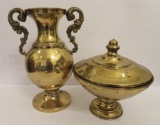 Two Brass tone plated vessels