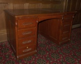 Oak Roll Top Desk Base, shell handles