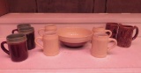 Stoneware mugs and bowl for stage props