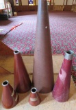 Five Vintage megaphones