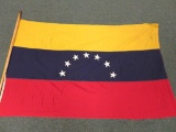 Venezuela Flag, cloth on wood pole