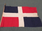 Dominican Republic Flag, cloth on wood pole