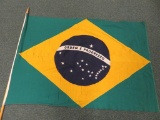 Flag of Brazil, cloth on wood pole