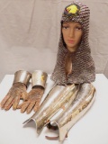 Knight accessories,shin guards, gauntlets and head covering