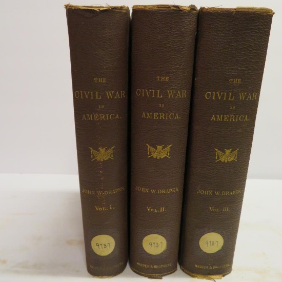 1870 Civil War in America by John W Draper Three Volumes